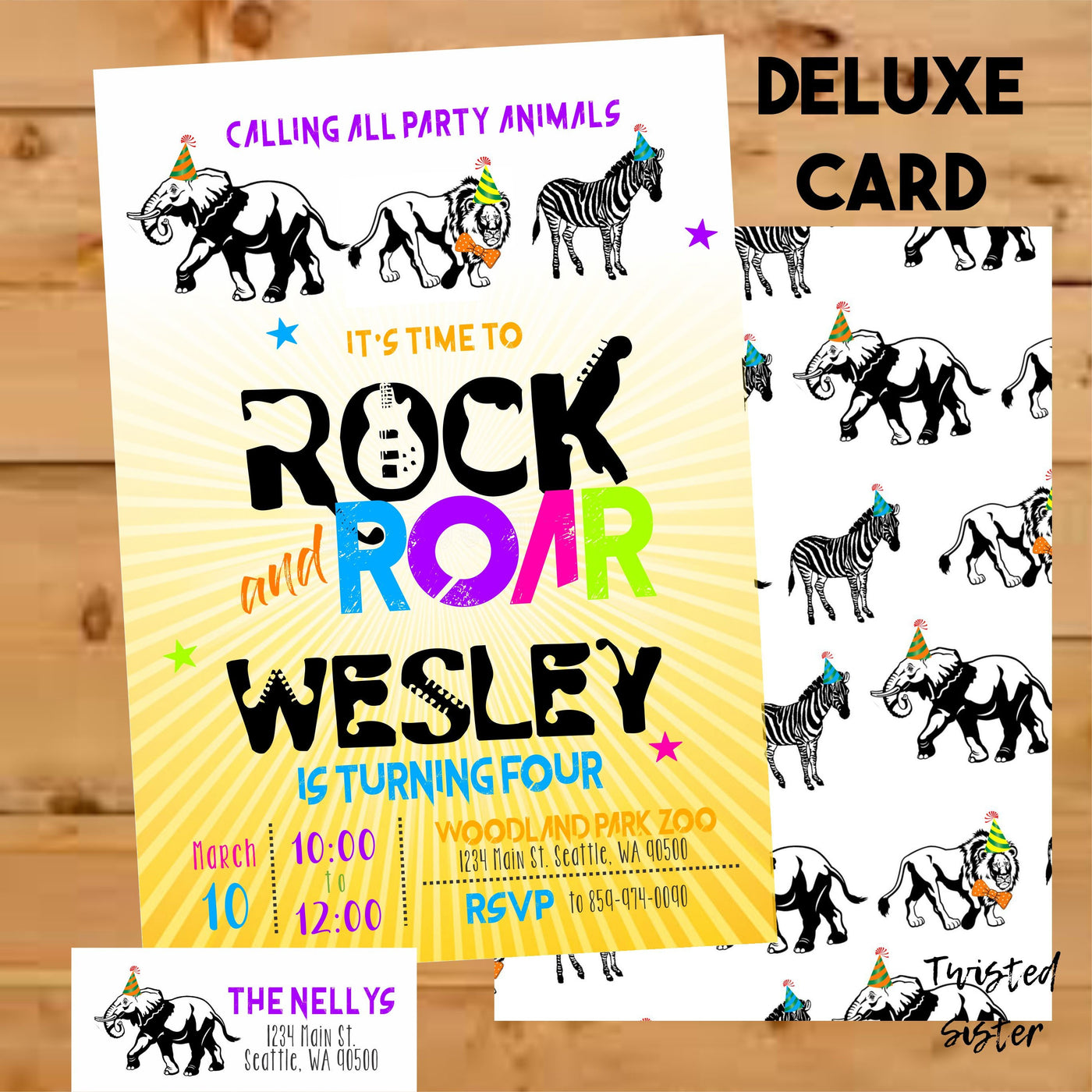 Jungle Birthday Invitation, Party Animal birthday invite, Rock and Roar, Safari, Zoo Birthday, Rock, Safari Birthday, Wild Animal Birthday