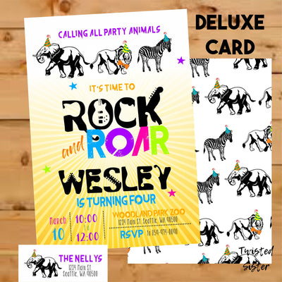 Jungle Birthday Invitation, Party Animal birthday invite, Rock and Roar, Safari, Zoo Birthday, Rock, Safari Birthday, Wild Animal Birthday