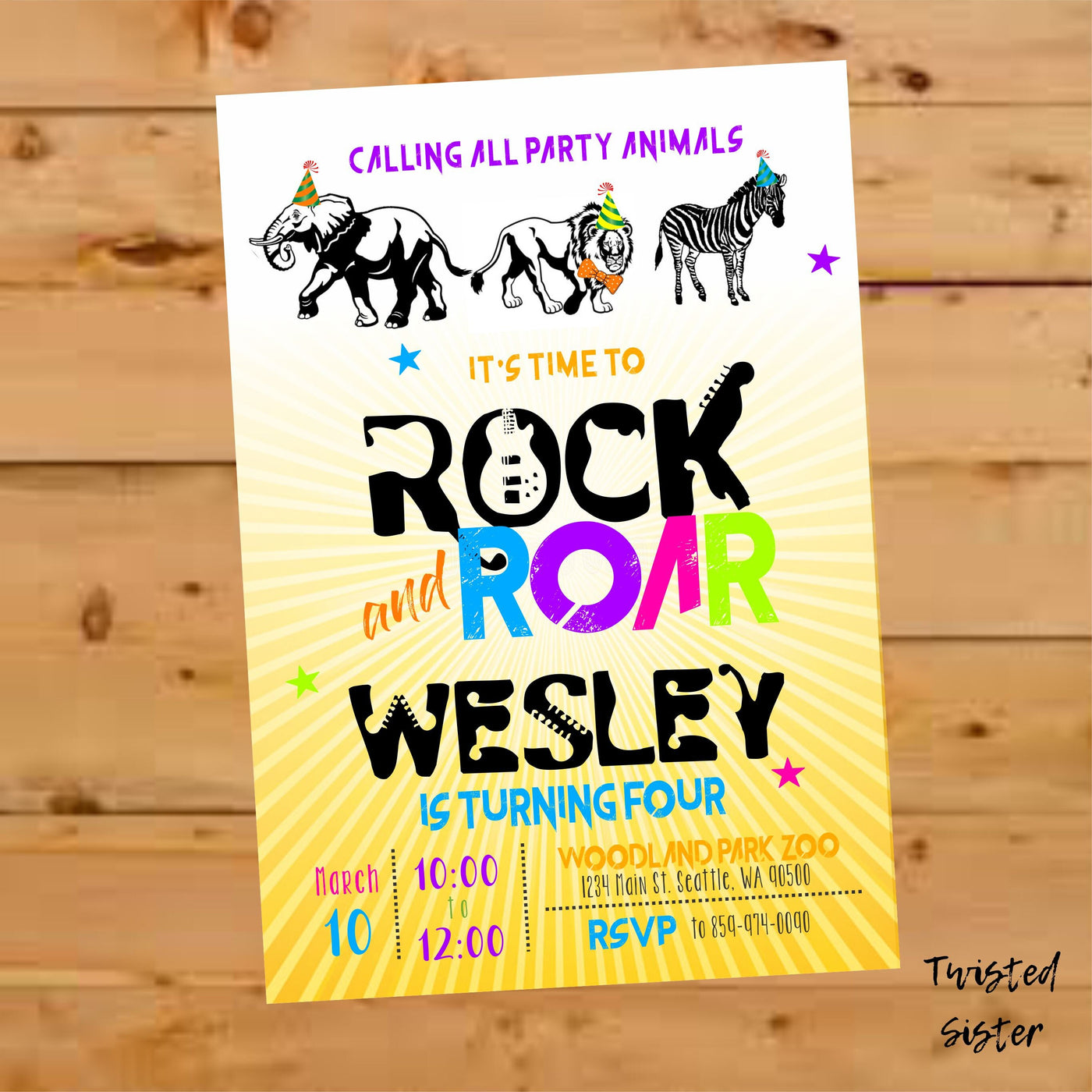 Jungle Birthday Invitation, Party Animal birthday invite, Rock and Roar, Safari, Zoo Birthday, Rock, Safari Birthday, Wild Animal Birthday