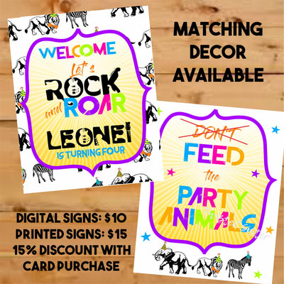 Jungle Birthday Invitation, Party Animal birthday invite, Rock and Roar, Safari, Zoo Birthday, Rock, Safari Birthday, Wild Animal Birthday
