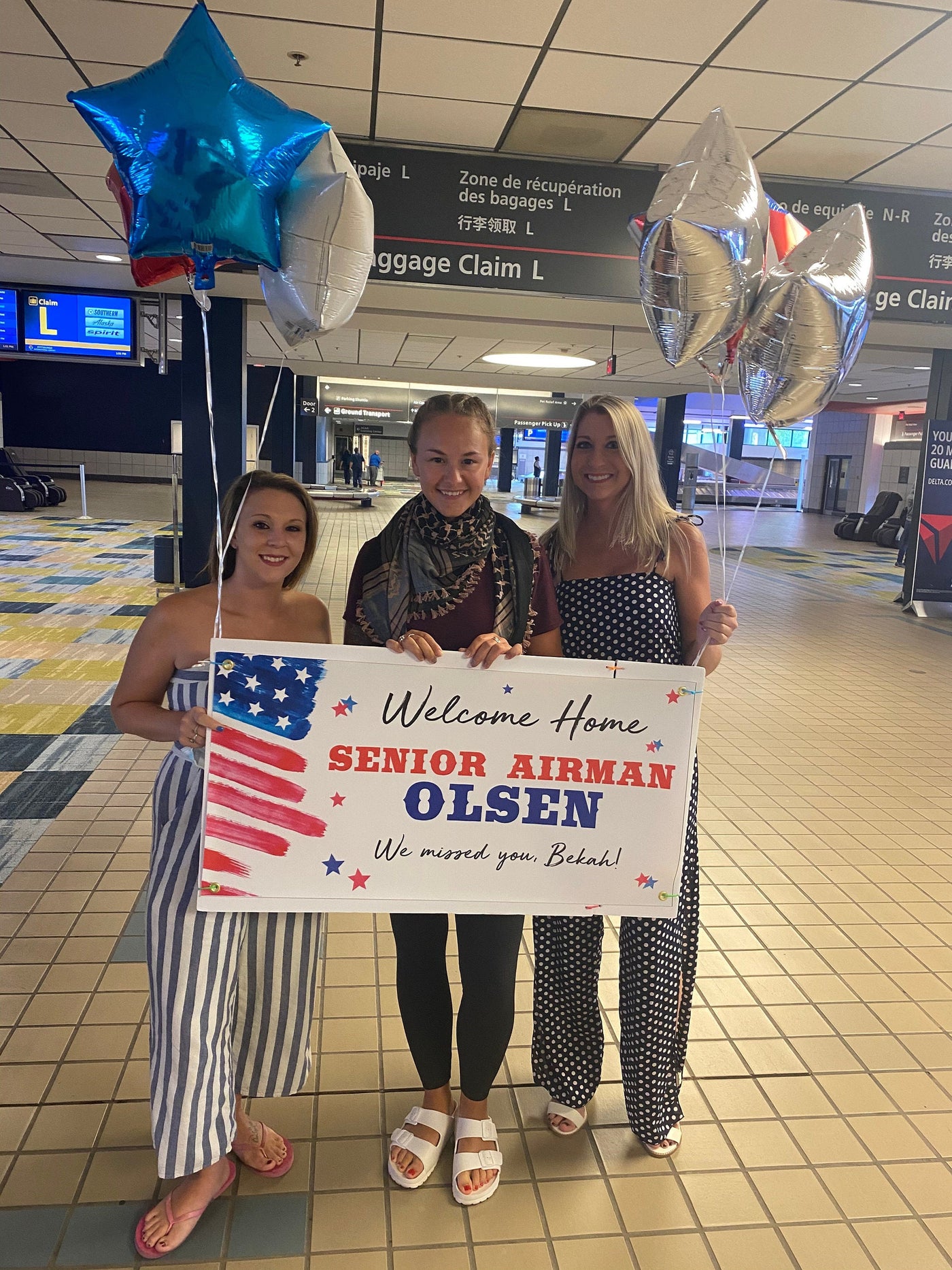 welcome home military all branches banner with red white and blue coloring