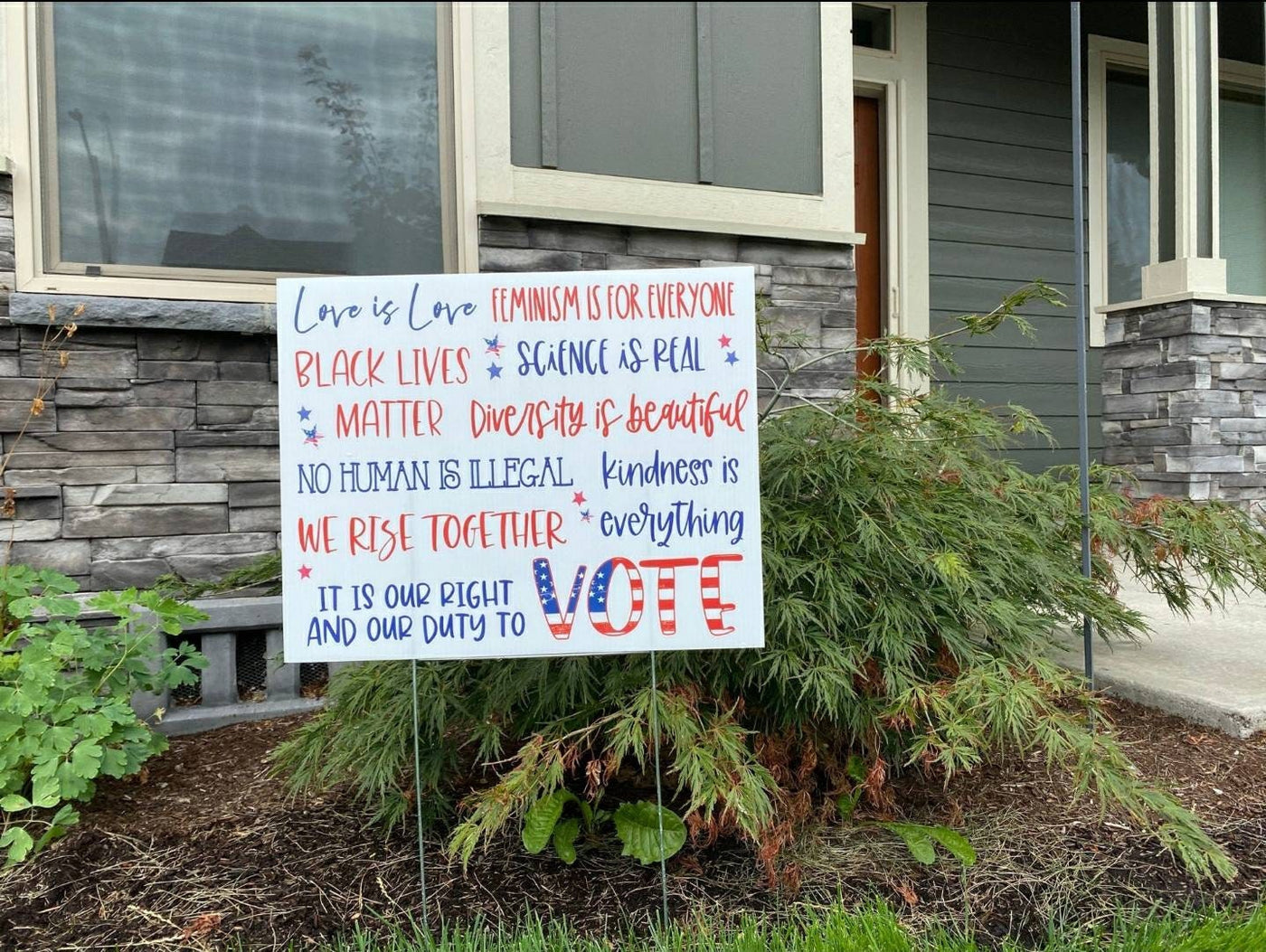 Anti-Racism Yard Sign with Human Rights Messages in Patriotic Design ...