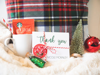 personalized stationery as Christmas gift with holiday themed decorations