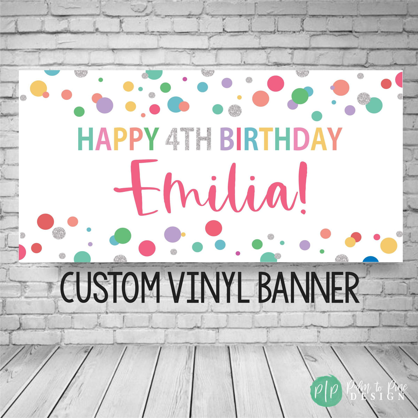 rainbow polka dot birthday banner for girls