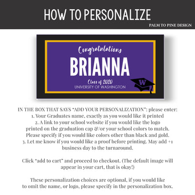 how to personalize a graduation banner FAQ