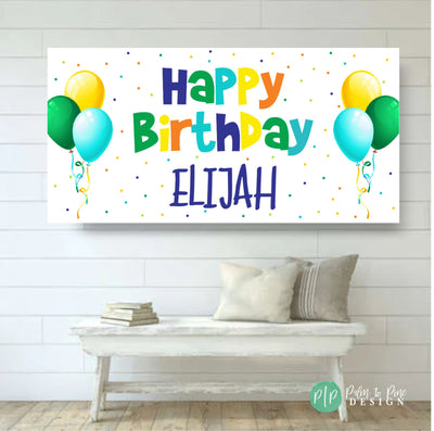Happy Birthday Personalized Boys Banner