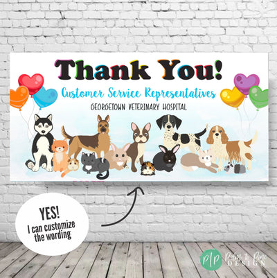 Thank You Customer Service Representatives Appreciation Banner for Veterinary CSRs