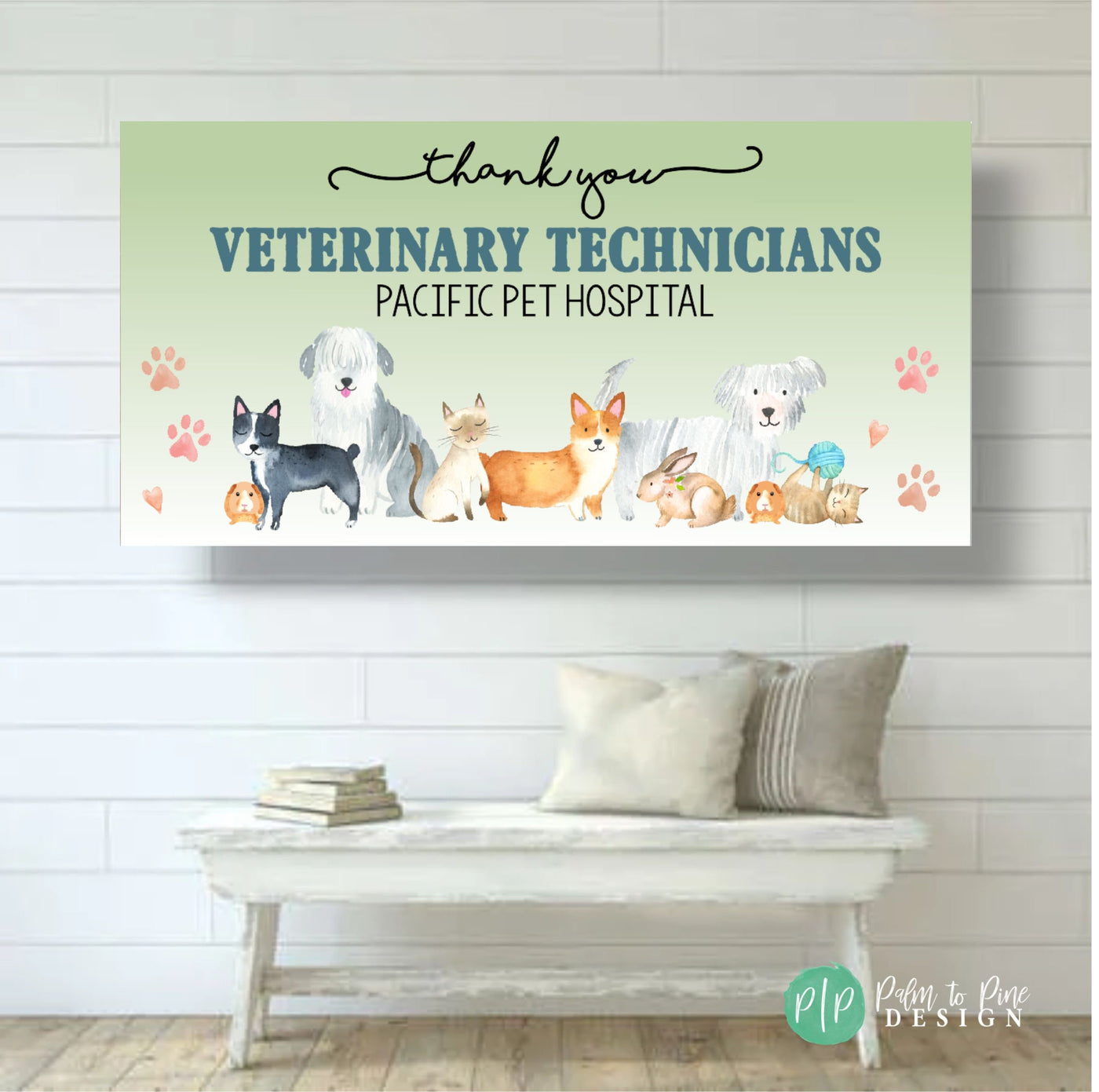 Veterinary Technician appreciation banner for vet tech week in green, blue and black