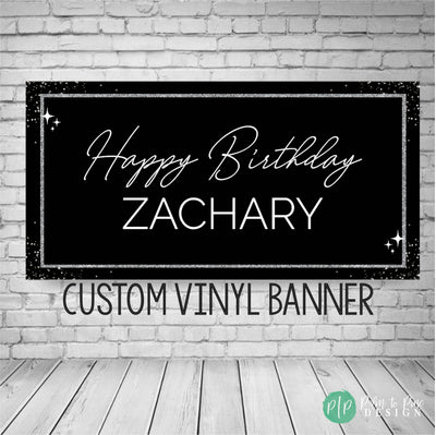 Black and Silver Birthday Banner