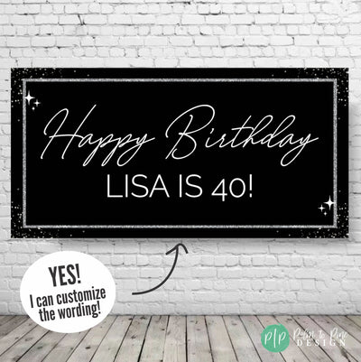 Black and Silver Personalized Birthday Sign