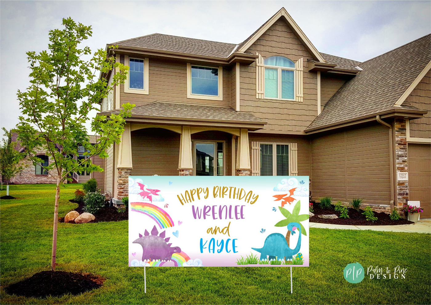 Dinosaur Party for Girl and Boy, Joint Birthday Dinosaur Birthday Banner, Purple and Blue Dinosaur Birthday Backdrop, Dinosaur party banner