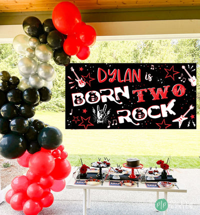 Born 2 Rock Banner, Born Two Rock Birthday Decoration, Rock and Roll birthday banner, Rock n Roll 2nd Birthday Backdrop, Born Two Rock Sign