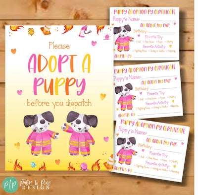 Puppy Adoption Certificate, Girls Dog Birthday Party, Dog Adoption Birthday Party, Puppy Birthday Party Decor, Girls Puppy Birthday Party