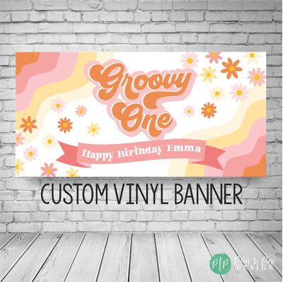 Groovy Birthday Banner, Groovy One Personalized birthday decor, Two Groovy Banner, Flower Child Birthday Decor, Girls Groovy Party Banner