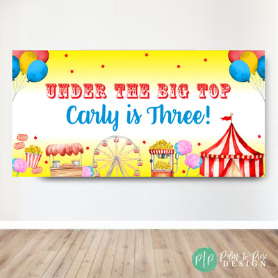 Under the Big Top Circus Party, Custom Circus Backdrop, Carnival Birthday Party Banner, Circus Party Birthday Decor, The Greatest Show Sign