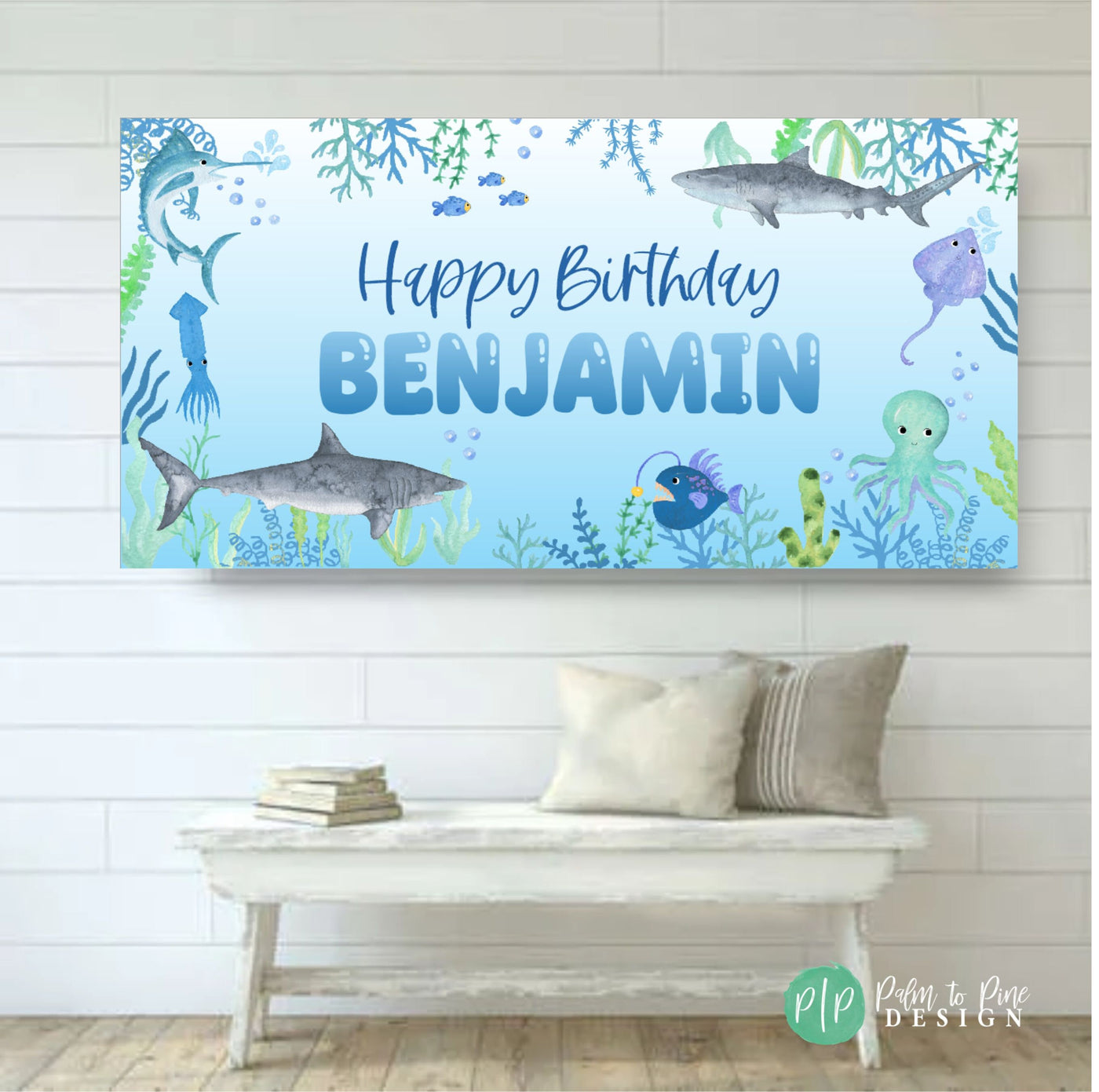 Shark Birthday Banner