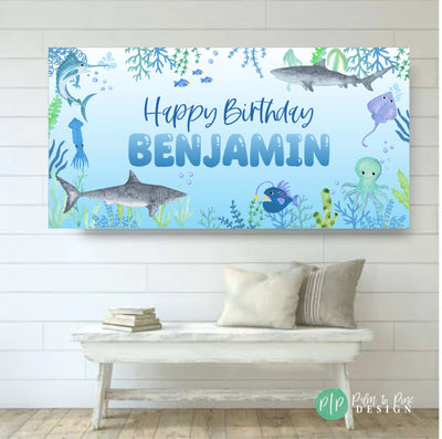 Shark Birthday Banner