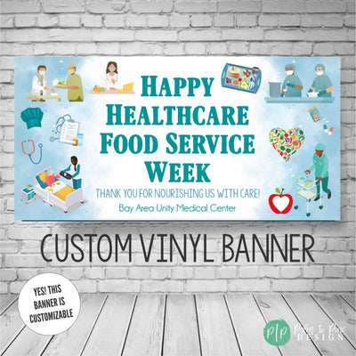 Hospital Healthcare Food Service Appreciation Banner with food service employees and medical clipart