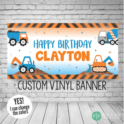 Blippi construction birthday banner