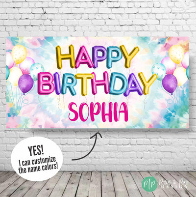 rainbow teen birthday personalized banner