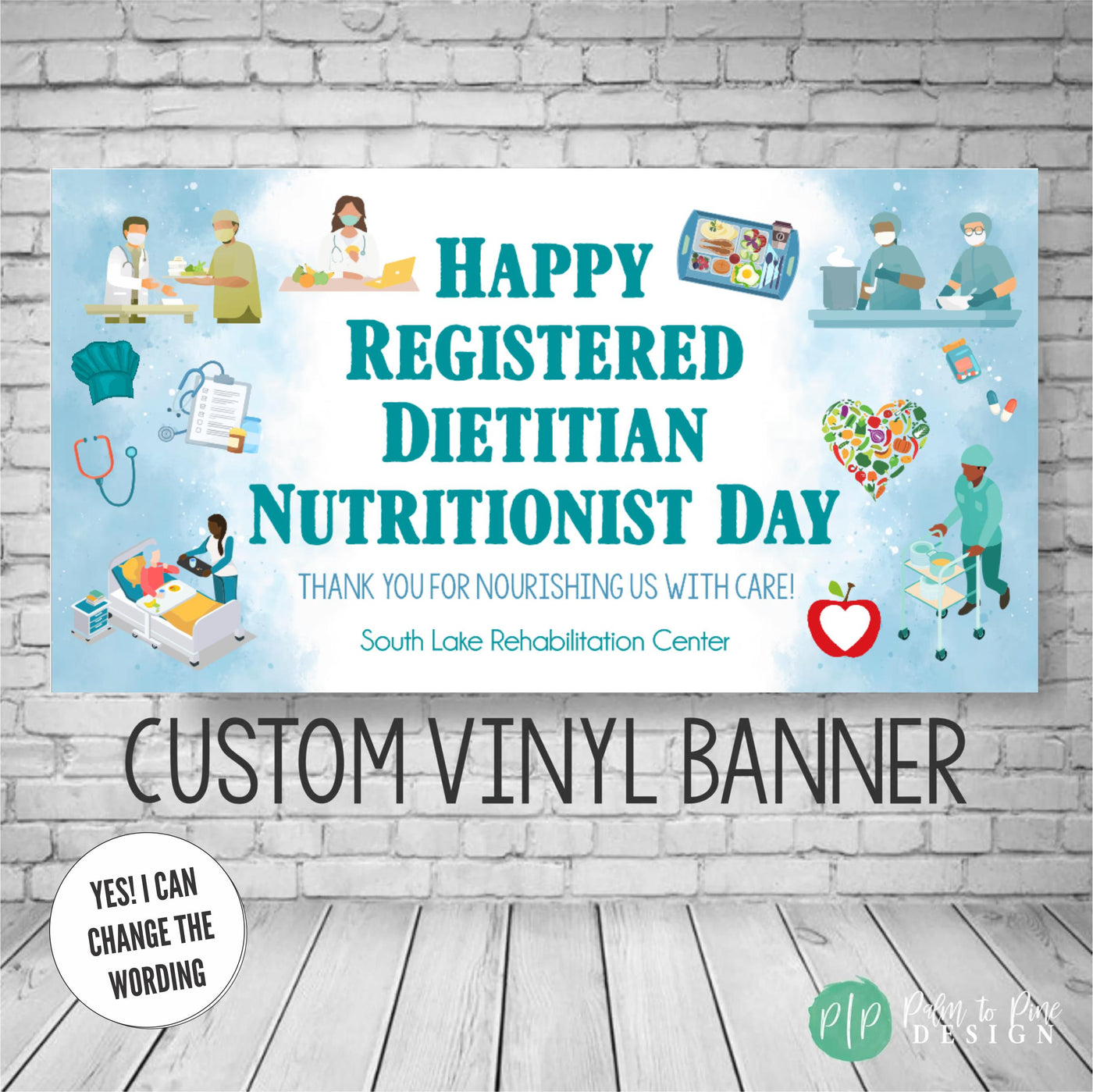 National Registered Dietitian Nutritionist Day appreciation banner with food service clipart and appreciation message
