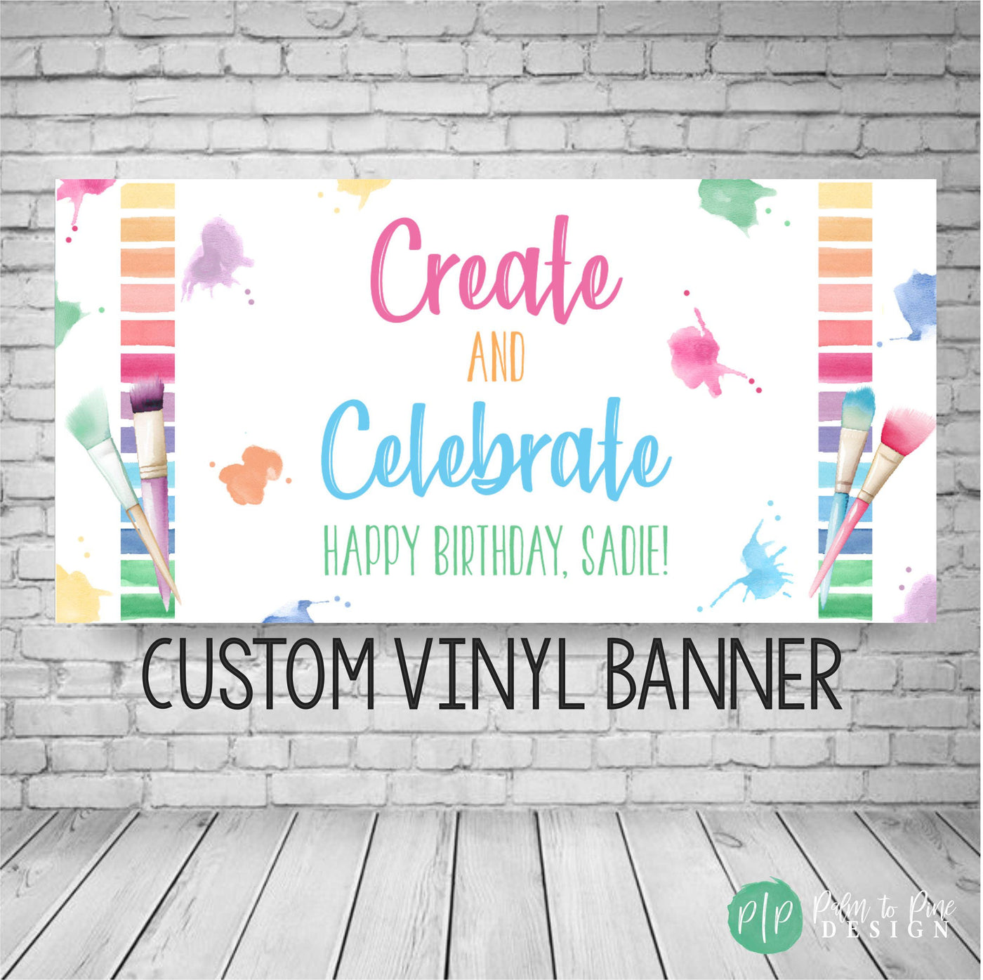 art birthday banner for girls with rainbow color pallet clipart