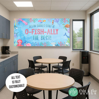 O-Fish-Ally The Best Teacher Appreciation Banner in elementary school staff room for under the sea theme