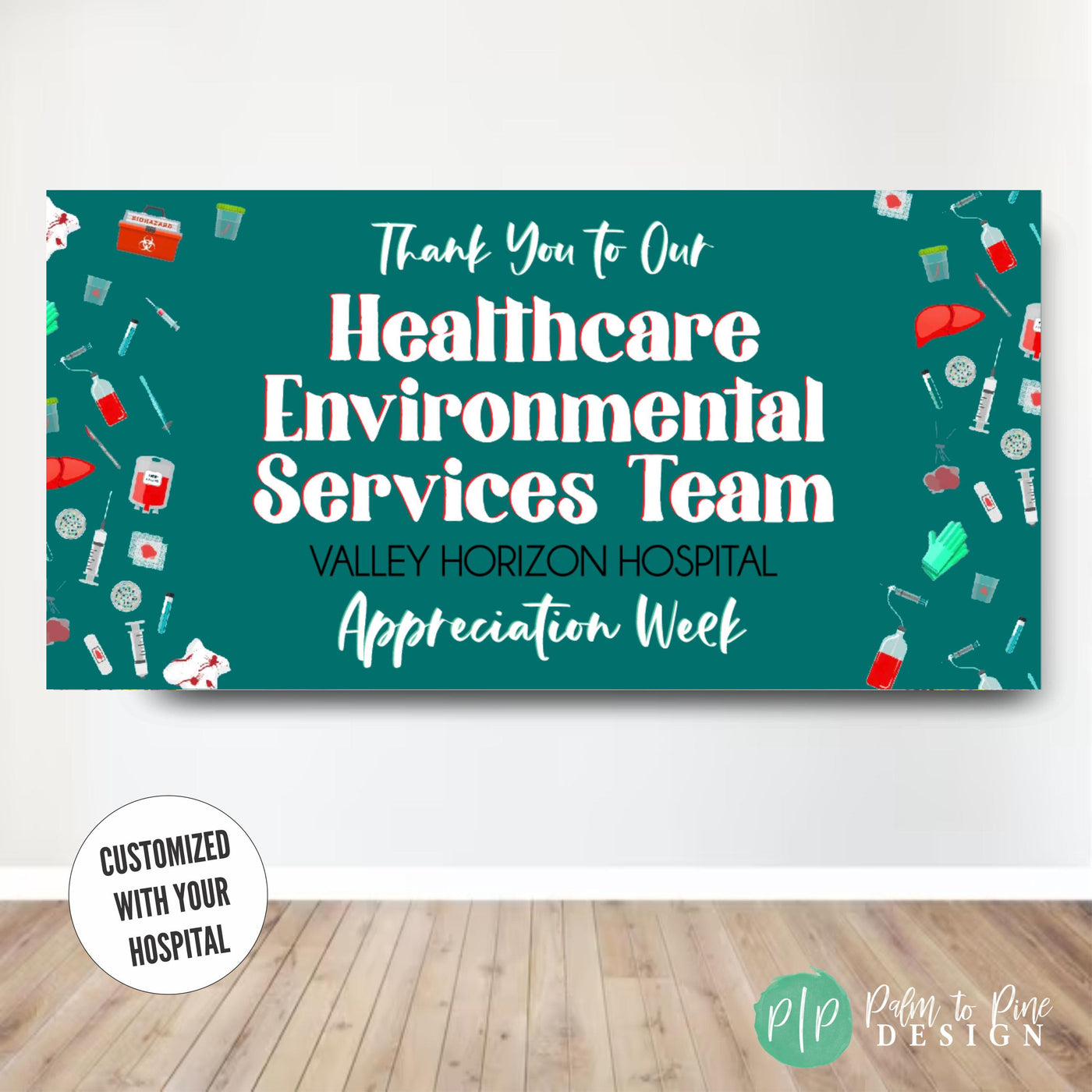 Hospital Housekeeper or Biomedical Waste Technician appreciation banner to celebrate EVS week