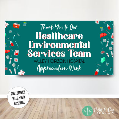 Hospital Housekeeper or Biomedical Waste Technician appreciation banner to celebrate EVS week