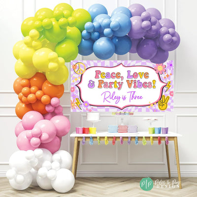 purple and pink retro girls birthday banner