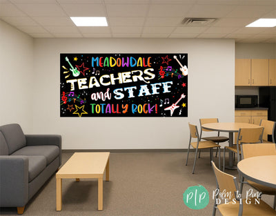 personalized teacher appreciation rock n roll banner