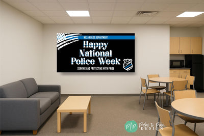 police appreciation banner in police station break room with appreciation message to honor police officers