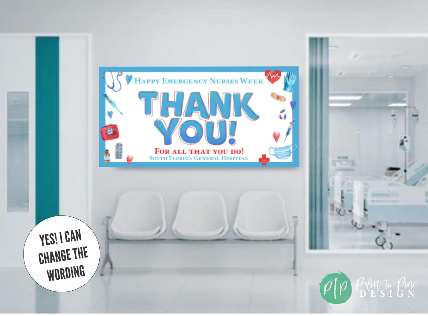Happy EMS Week thanking emergency medical technicians in hospital waiting room