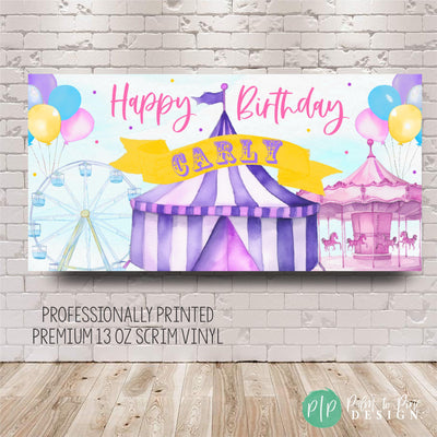 custom circus birthday party banner for girls birthday party