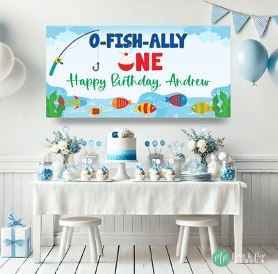 O-Fish-Ally One Birthday Party decoration with personalized banner for kids