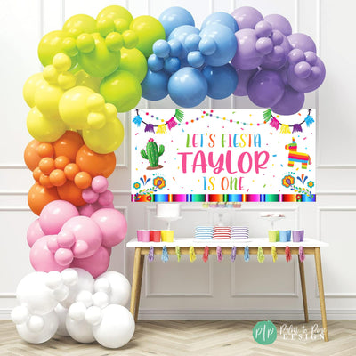 personalized bright color fiesta birthday banner for kids or adults