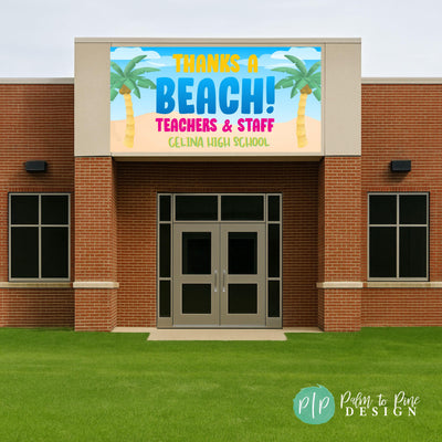 end of the school year teacher appreciation personalized banner with beach themed clipart