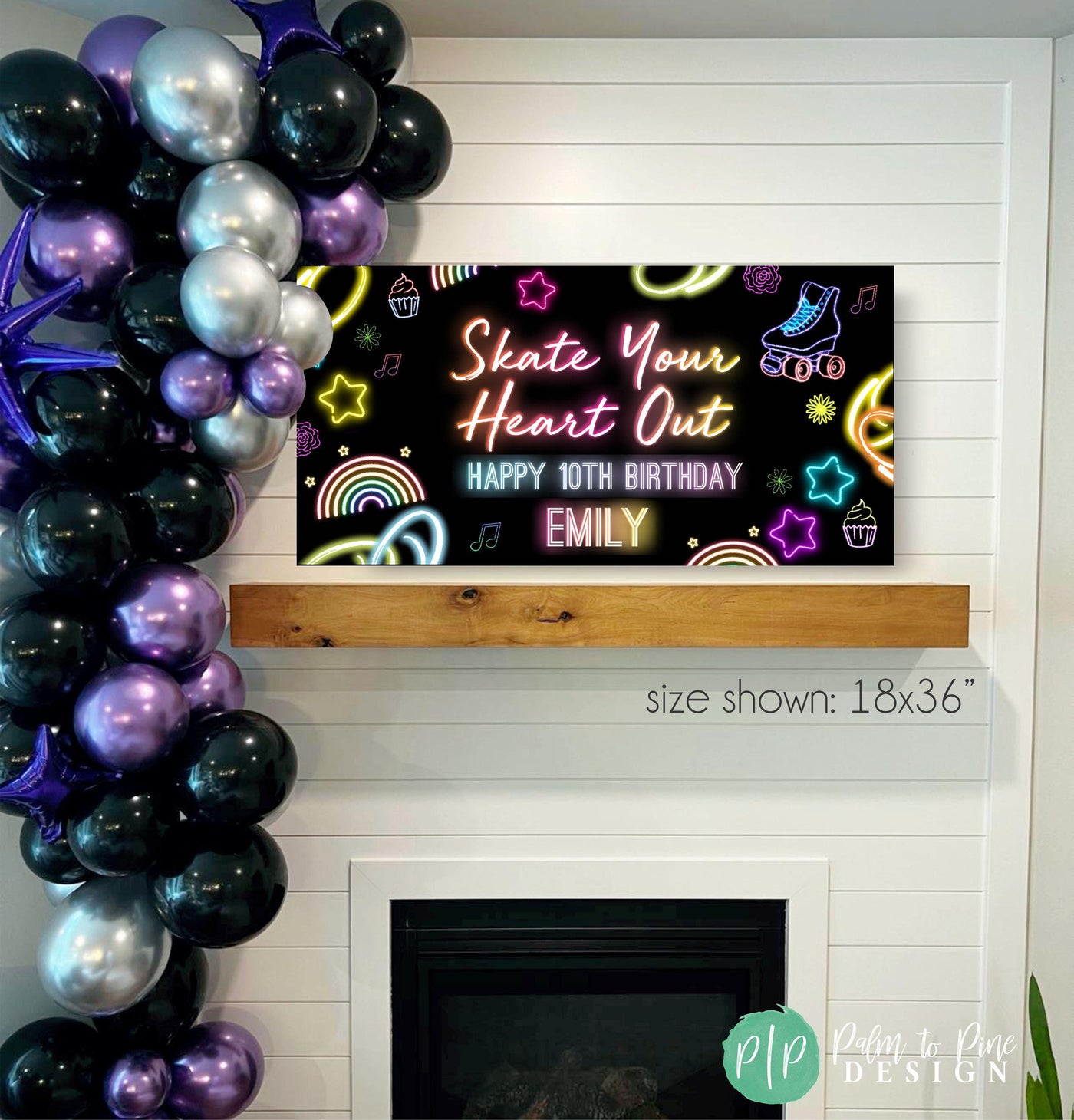 roller skating custom girls birthday banner