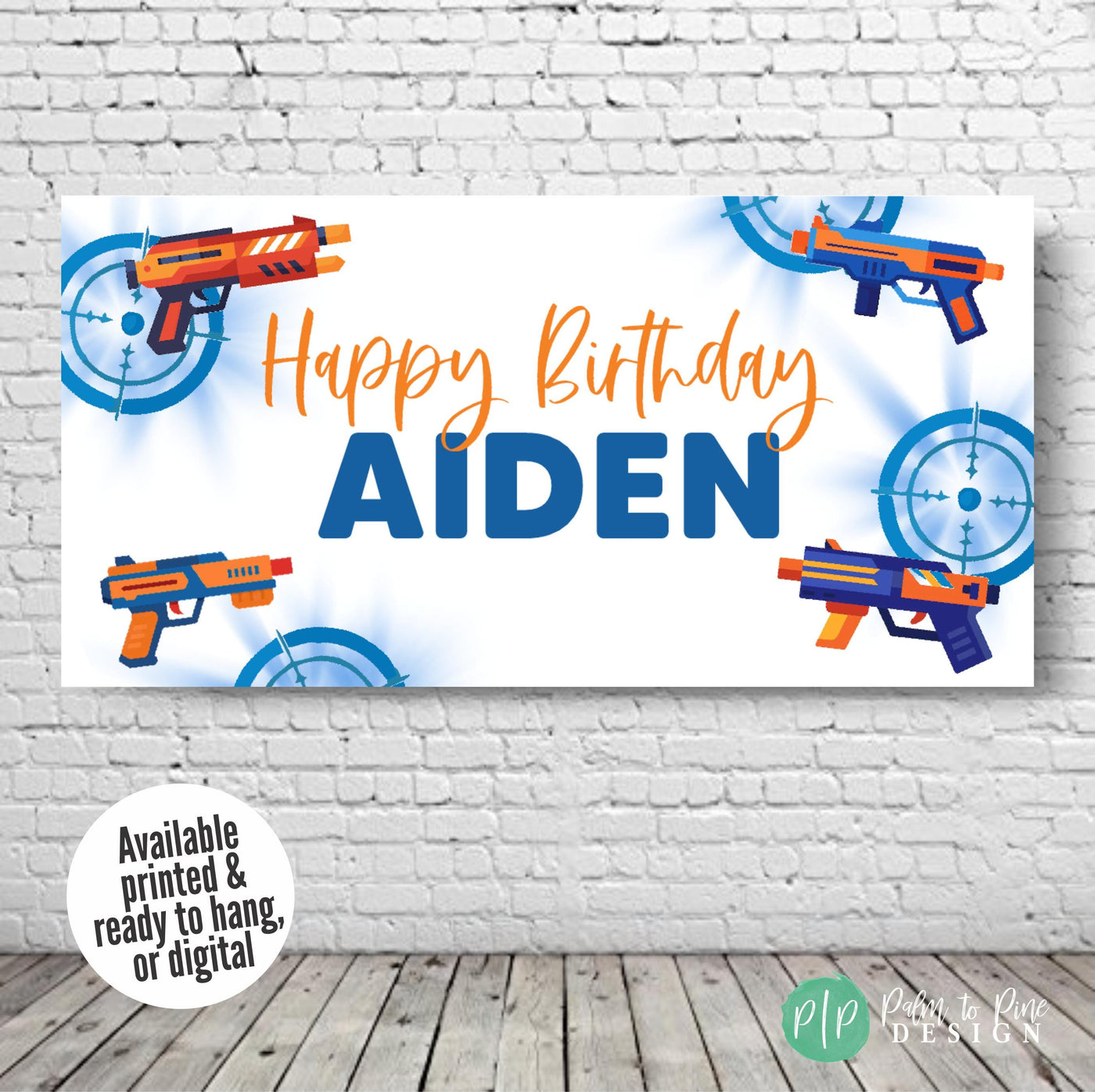 battle party toy blaster birthday banner