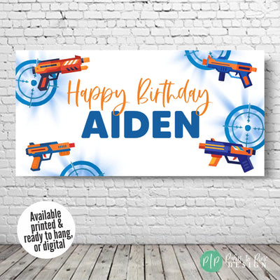 battle party toy blaster birthday banner