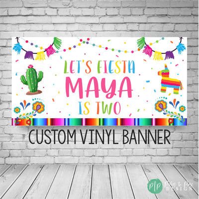 let&#39;s fiesta personalized colorful birthday banner for kids