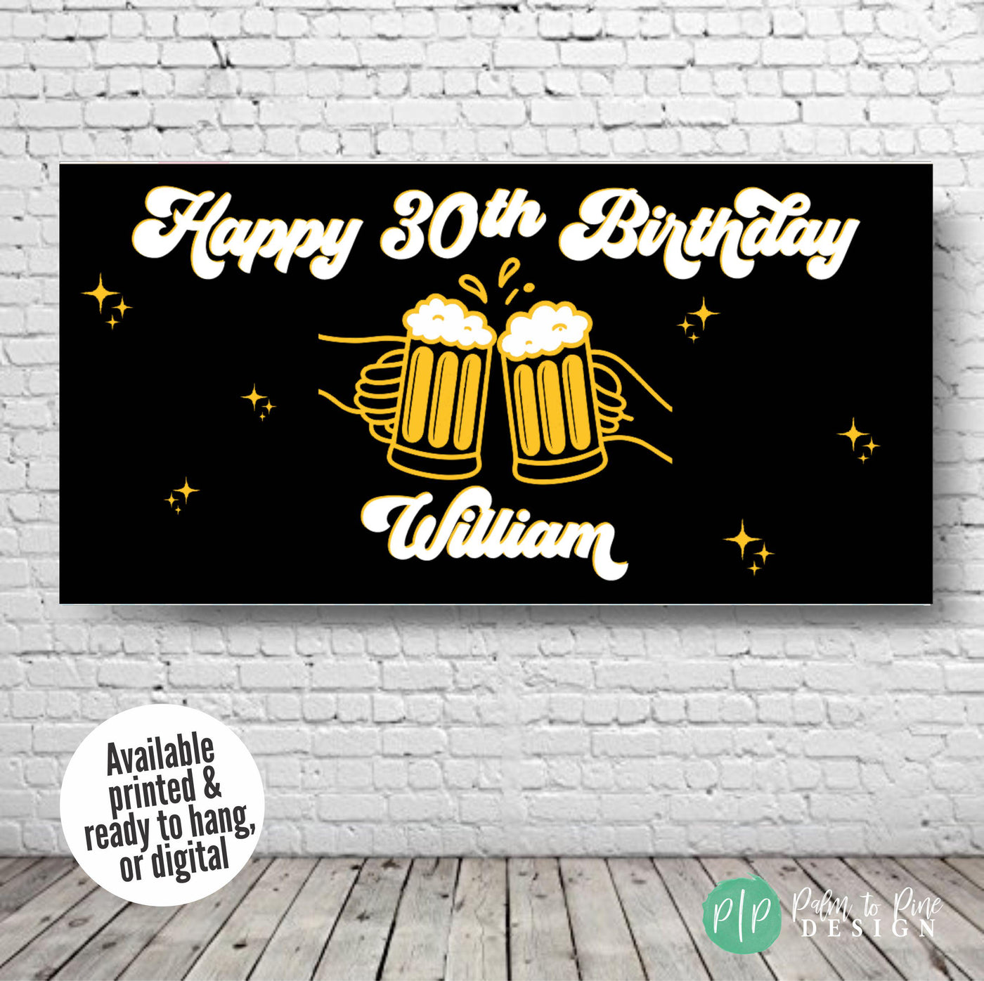 Cheers and Beers Happy 30th Birthday Banner for Men