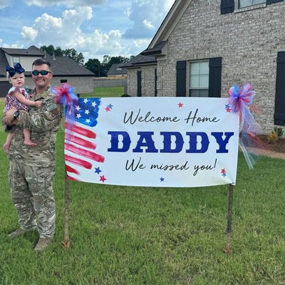 Welcome home Daddy Military Banner, Deployment homecoming sign, Welcome home military sign, Soldier Homecoming banner, Welcome Home Dad