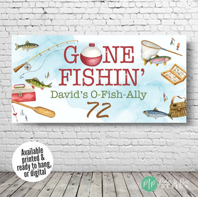fishing themed banner for adult birthday celebration