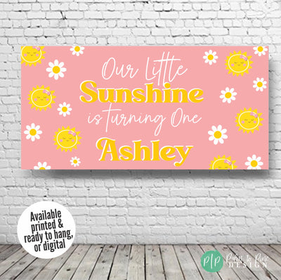 Pink and yellow daisy and sunhsine birthday décor