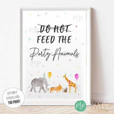 Printable Do Not Feed the Party Animals safari decor