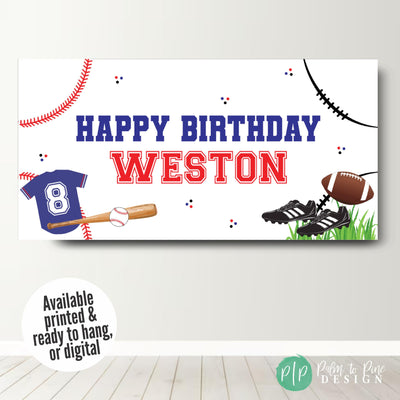 Sports party backdrop personalized