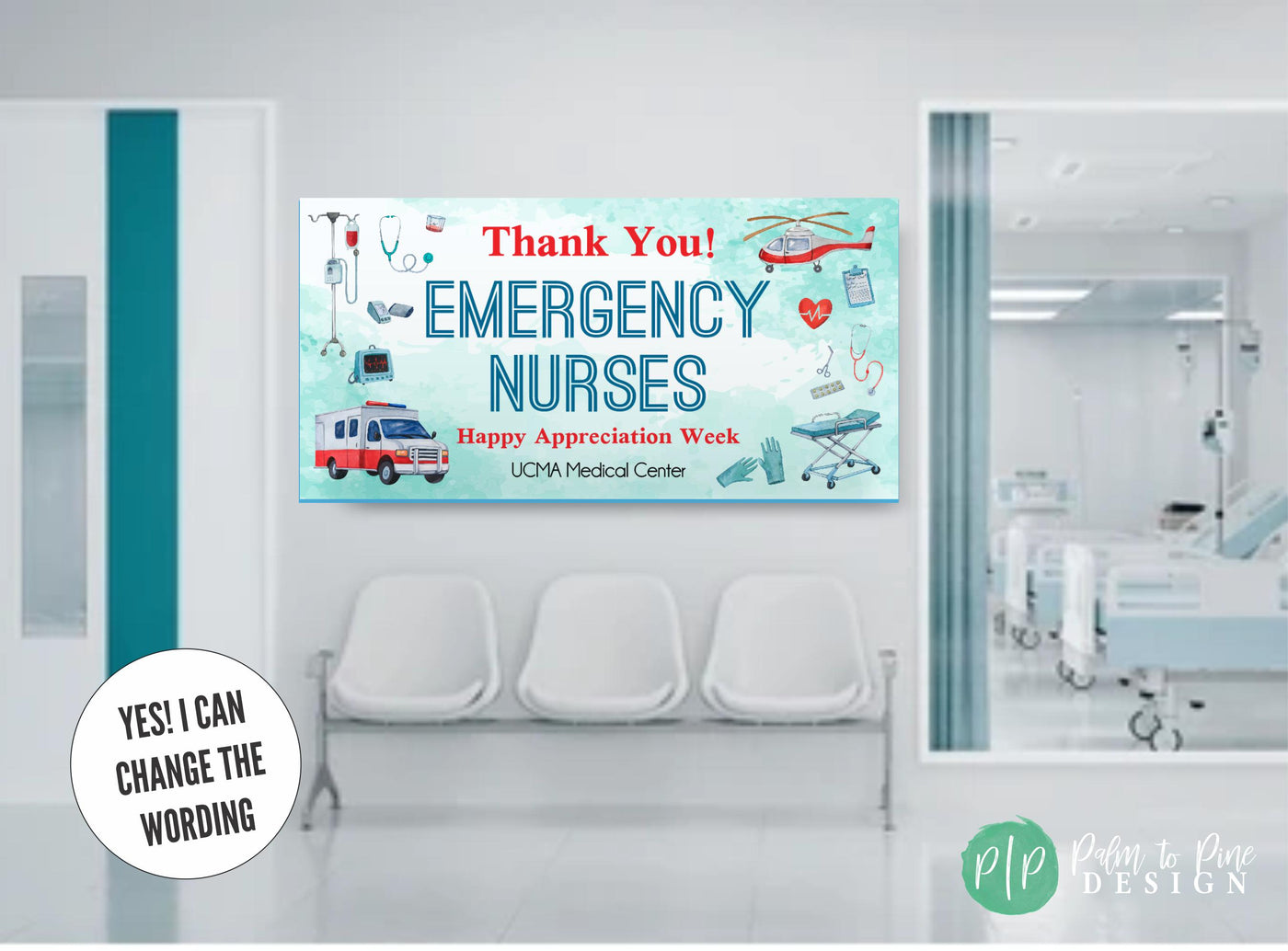 EMS Week Banner that is Personalized for Emergency Medical Services Appreciation inside a hospital ER