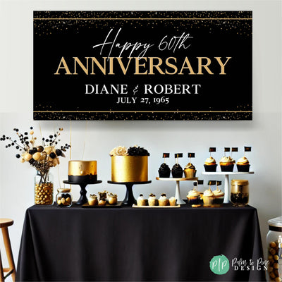 Elegant gold anniversary banner for parents’ 50th wedding celebration décor