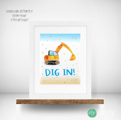 Instant Download Excavator Party Sign
